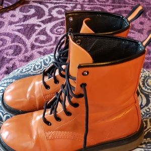 Deep fall orange combat boots womens size 8
